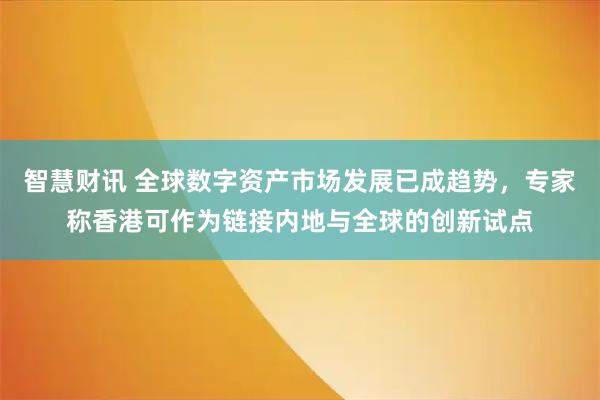智慧财讯 全球数字资产市场发展已成趋势，专家称香港可作为链接内地与全球的创新试点